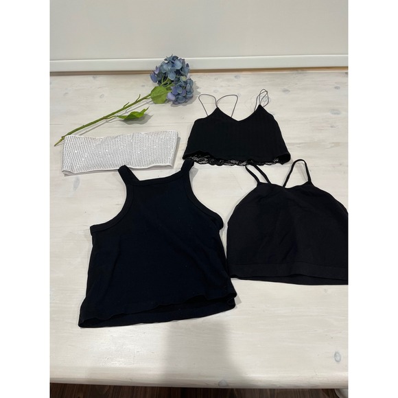 I.AM.GIA Rhinestone Top and 3 Cropped black tanks Festival Party Small - Picture 1 of 9